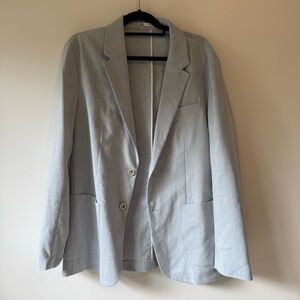 NWOT Mens light blue ZARA linen viscose blend suit jacket blazer Size XL